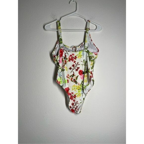 Beach Toy Swimsuit Size L Floral print White Red - Picture 2 of 12